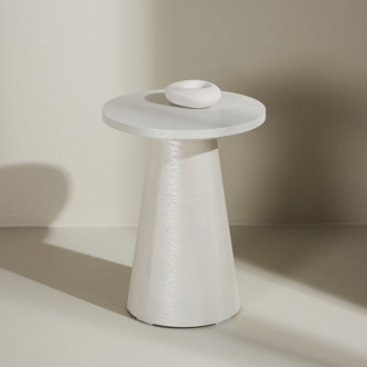 Lexi houten bijzettafel glanzend wit - Ø 35 cm