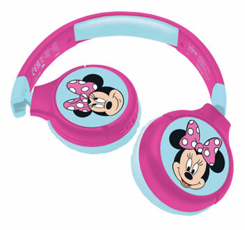Lexibook Disney Minnie 2in1 Bluetooth® en bedrade, opvouwbare hoofdtelefoon met veilige volumeregeling Roze/lichtroze