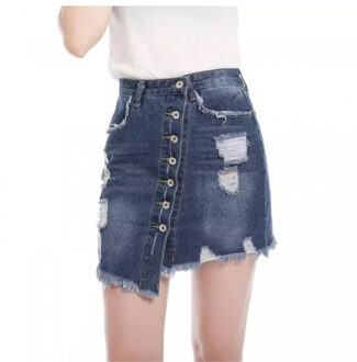 Leyla denim rok Indigoblauw - 38