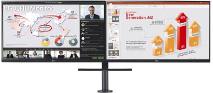 LG Ergo Dual 27QP88DP-BS Monitor Zwart