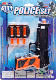 LG-Imports Politie speelgoed set - pistool met accessoires - verkleed rollenspel - plastic - voor kinderen Zwart