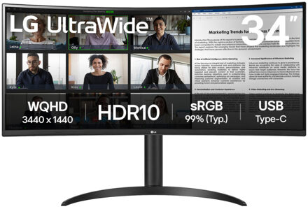 LG UltraWide 34WR50QK-B Monitor Zwart