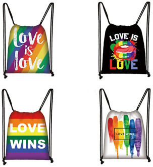 Lgbt drawstring bag female bisexual lesbian gay love is love travel bag women lesbian rainbow backpack fashion storage bag
