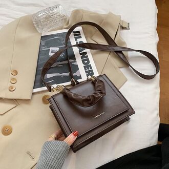 Lhxcy Clamshell Pu Lederen Crossbody Tassen Hoge Capaciteit Keten Rits Gesp Schoudertassen Mode Zachte Tas bruin