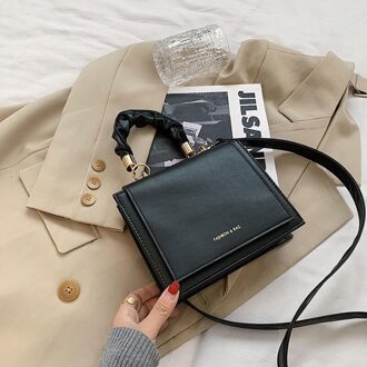 Lhxcy Clamshell Pu Lederen Crossbody Tassen Hoge Capaciteit Keten Rits Gesp Schoudertassen Mode Zachte Tas zwart