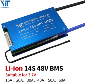 Li-ion 3.6V / 3.7V 14S 48V BMS electric scooter battery accessory protection board with balanced temperature control PCB