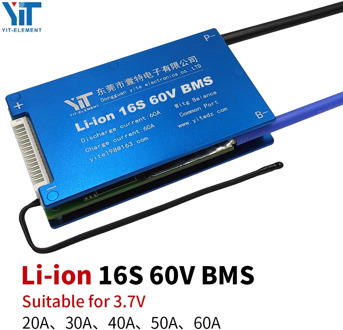 Li-ion 3.6V / 3.7V 16S 60V BMS electric scooter battery accessory protection board with balanced temperature control PCB