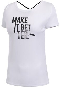 Li-Ning Vrouwen Training T-shirt Op Droog Ademend Regular Fit 100% Polyester Voering Li Ning Afdrukken Sport Tee ATSP056 WTS1488 S / ATSP056-3H