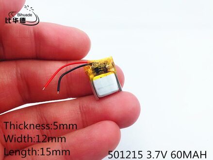 Li-Po 3.7 V 60 mAh 501215 Lithium Polymeer Li-Po li ion Oplaadbare Batterij cellen Voor Mp3 MP4 MP5 GPS