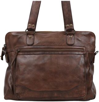 Lia Leren Dames Schoudertas / Laptoptas 13,3" - Bruin