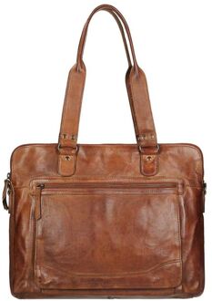 Lia Leren Dames Schoudertas / Laptoptas 13,3" - Cognac