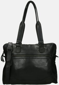 Lia Leren Dames Schoudertas / Laptoptas 13,3" - Zwart