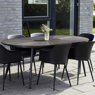 Liam ovalen tuintafel polywood - 195 x 103 cm Bruin