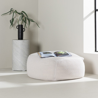 Lianne gevlochten ronde poef crème - Ø 60 cm