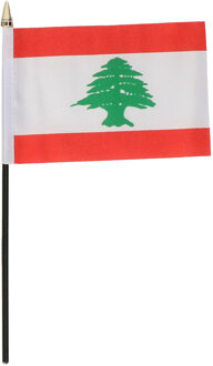 Libanon - mini vlaggetje van 10 x 15 cm op stokje - Landen vlag - H27 cm Multi