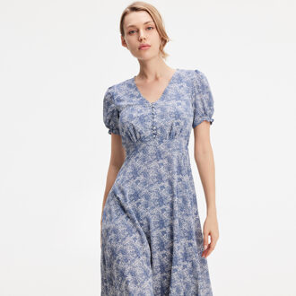 Liberty Printed Empire Dress Hemelsblauw - XS