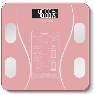 Lichaamsvet Schaal Badkamer Weegschalen Bluetooth Elektronische Voor Body Digitale Gewicht Floor Weegschalen Gehard Glas Lcd Display roze