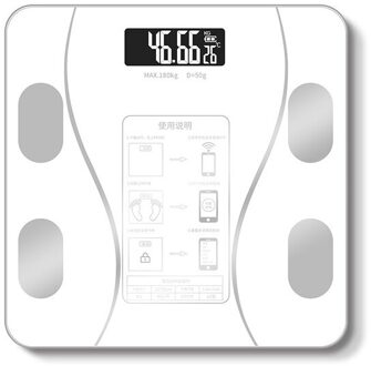 Lichaamsvet Schaal Badkamer Weegschalen Bluetooth Elektronische Voor Body Digitale Gewicht Floor Weegschalen Gehard Glas Lcd Display wit