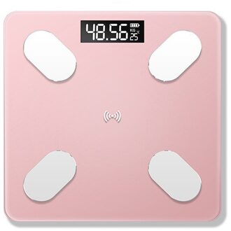 Lichaamsvet Schaal Smart Bmi Schaal Batterij Aangedreven Led Digitale Badkamer Draadloze Weegschaal Balance Bluetooth App Android Ios roos goud
