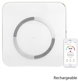 Lichaamsvet Schaal Usb Opladen Weegschaal Smart Bluetooth Elektronische Spier Ingrediënt Schaal Vet Meetinstrument App Floor Weegschalen wit USB