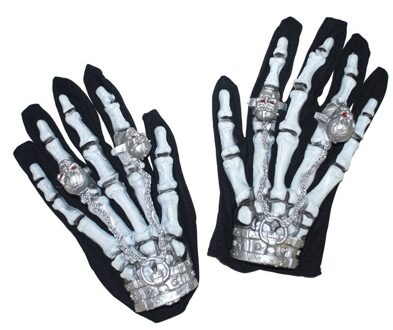 Licht gevende skelet handschoenen Halloween accessoire - Accessoires > Handschoenen