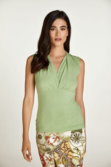 licht groen mouwloze faux overslagtop - EU 46 / UK 18