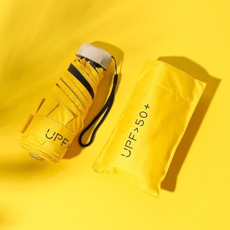 Licht Kleine Opvouwbare Paraplu Regen Vrouwen Mini Pocket Parasol Meisjes Anti-Uv Waterdichte Draagbare Reizen Mode Parasol geel