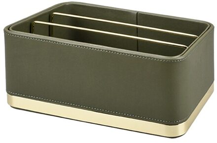 Licht Luxe Lederen Opbergdoos Desktop Veranda Compartiment Lederen Lade Sleutel Puin Sorteren Box groen-L