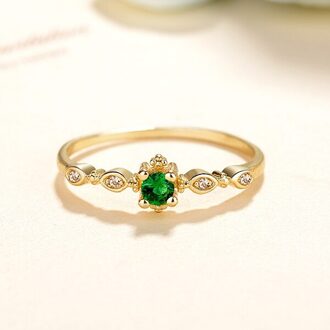 Licht Luxe Ring Set Met Zirkoon Zeer Slanke Vrouwelijke Ring Groen Zirkoon Ring 7