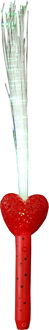 Licht toverstaf - rood - magische LED verlichting - fiberstick hartvormig