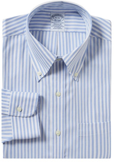 Lichtblauw Gestreept Regular Fit Non-Iron Overhemd met Button Down Kraag Brooks Brothers , Blue , Heren - Xl,L,M,S