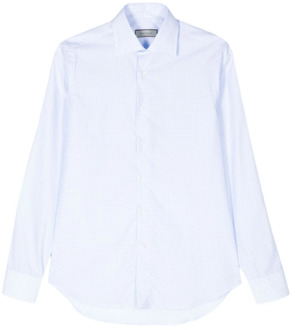 Lichtblauw Gingham Geruite Overhemd Canali , White , Heren - 2Xl,Xl,L,M,5Xl,3Xl,4Xl
