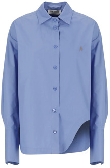 Lichtblauw Katoenen Overhemd met Kraag en Voorlogo The Attico , Blue , Dames - S,Xs
