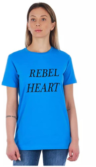 Lichtblauw Katoenen T-Shirt met Print Frankie Morello , Blue , Dames - XS