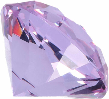 Lichtblauw/lila nep diamant 5 cm van glas - lavendel blauwe edelsteen - glazen decoratie diamant