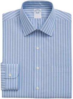 Lichtblauw Stretch Visgraat Regular Fit Strijkvrij Overhemd met Ainsley Kraag Brooks Brothers , Blue , Heren - 2Xl,Xl,L,M,S,3Xl