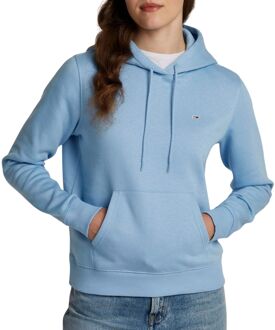 Lichtblauwe hoodie met vlagborduursel Tommy Jeans , Blue , Dames - L,M