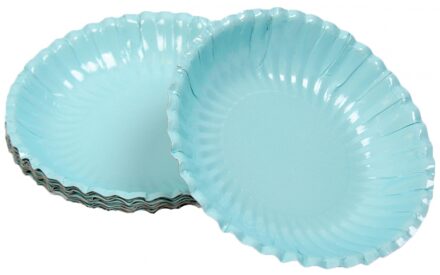 Lichtblauwe kartonnen serveer/snack schaaltjes 30x stuks van dia 16 cm