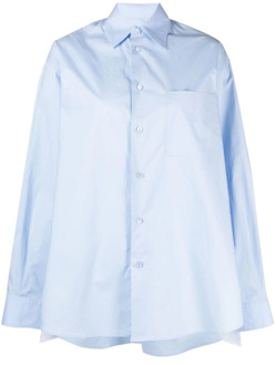 Lichtblauwe Overhemden met 3,5 cm Hak MM6 Maison Margiela , Blue , Dames - S,Xs