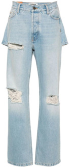 Lichtblauwe Straight Leg Jeans met Gescheurde Details Darkpark , Blue , Dames - W26