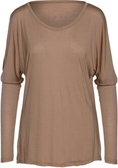 Lichtbruine top met lange vleermuismouwen Beige