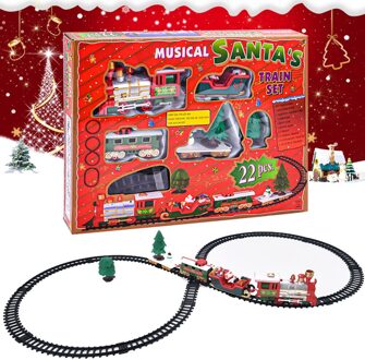 Lichten En Geluiden Kerst Trein Set Railway Tracks Speelgoed Xmas Trein Gifttoys Voor Kinderen Verjaardagsfeestje Kerstcadeau B