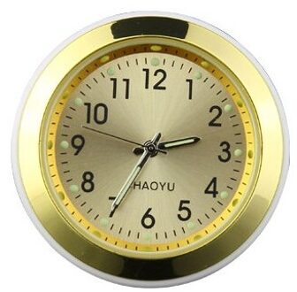 Lichtgevende Auto Gauge Klok Mini Auto Air Vent Waterdichte Quartz Klok Met Clip Luchtuitlaat Horloge Klok Voor Styling Auto accessoires Clock goud