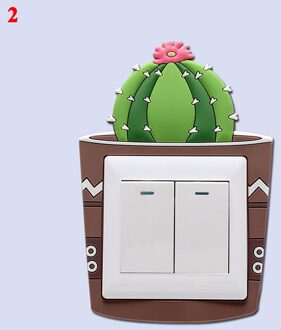 Lichtgevende Cactus Schakelaar Sticker Siliconen 3D Cartoon Leuke Schakelaar Cover 1Pc Schakelaar Bescherming Sticker Muur On-Off Sticker decor 2