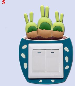Lichtgevende Cactus Schakelaar Sticker Siliconen 3D Cartoon Leuke Schakelaar Cover 1Pc Schakelaar Bescherming Sticker Muur On-Off Sticker decor 5