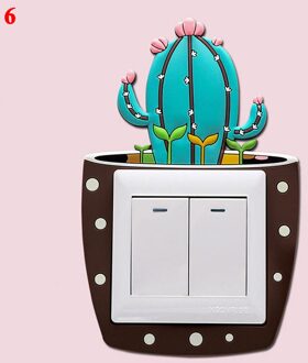 Lichtgevende Cactus Schakelaar Sticker Siliconen 3D Cartoon Leuke Schakelaar Cover 1Pc Schakelaar Bescherming Sticker Muur On-Off Sticker decor 6