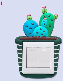 Lichtgevende Cactus Schakelaar Sticker Siliconen 3D Cartoon Leuke Schakelaar Cover 1Pc Schakelaar Bescherming Sticker Muur On-Off Sticker decor