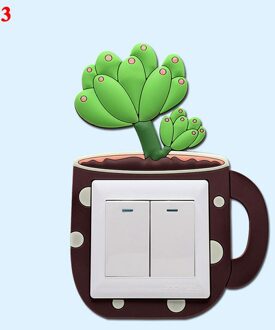 Lichtgevende Cactus Schakelaar Sticker Siliconen 3D Cartoon Leuke Schakelaar Cover 1Pc Schakelaar Bescherming Sticker Muur On-Off Sticker decor