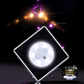 Lichtgevende coaster Cup Mat Acryl Crystal Ultra-Dunne Led Licht Coaster Cocktail Coaster Flash Bar Barman Verlichting Base Lamp Squar wit licht