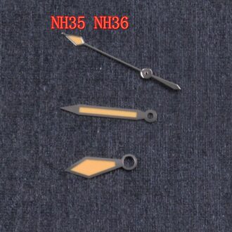 Lichtgevende Handen Fit NH35 NH36 NH35A Eta 2836 2824 2834 Beweging Zilveren Rand Oranje Kleur Horloge Hand